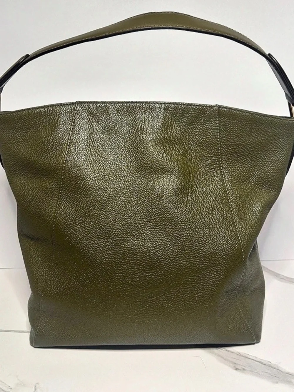 Michael Kors Evie Large Pebbled Leather Hobo Shoulder Bag - Olive Green w/ Tag